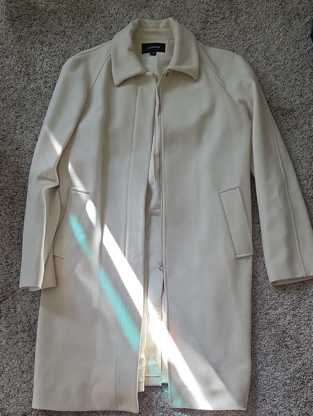 Express Women's Cream Single-Breasted Coat Size 11/12